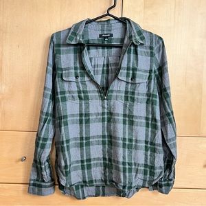 Madewell Half Zip Flannel Shirt EUC